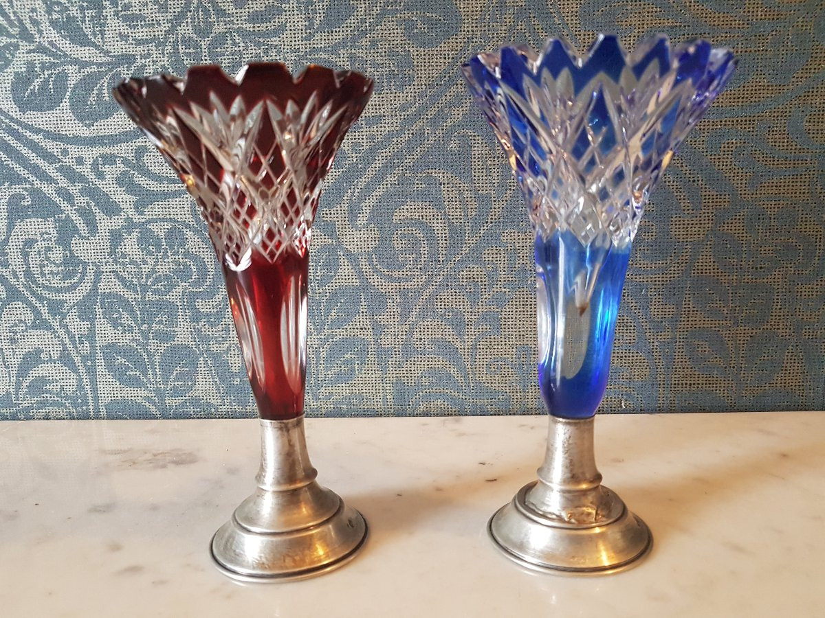Deux vases en crystal et argent.  Autriche- Hungary. 19eme. -photo-6