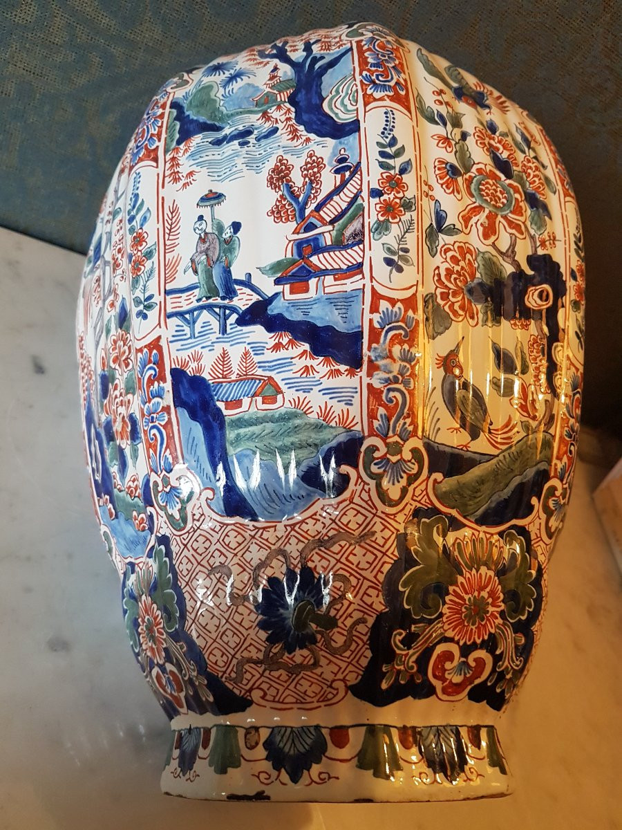 Grand vase chinoiserie en fayience.  19eme. -photo-2
