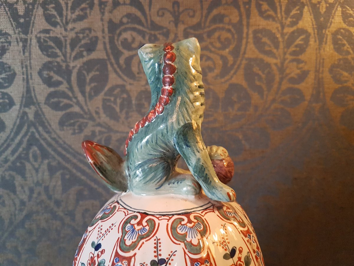 Grand vase chinoiserie en fayience.  19eme. -photo-5