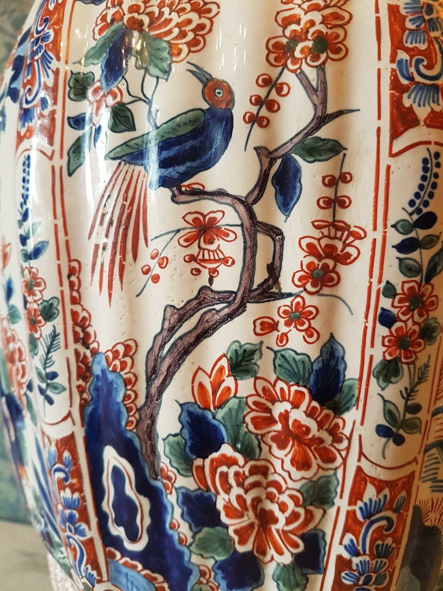 Grand vase chinoiserie en fayience.  19eme. -photo-6