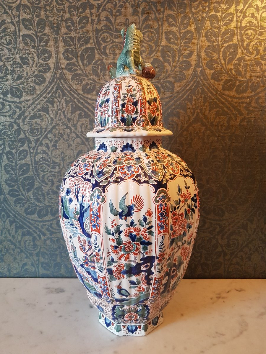 Grand vase chinoiserie en fayience.  19eme. -photo-7
