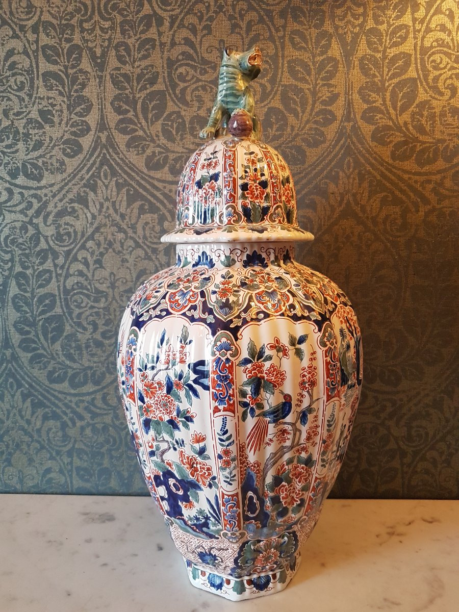 Grand vase chinoiserie en fayience.  19eme. -photo-8