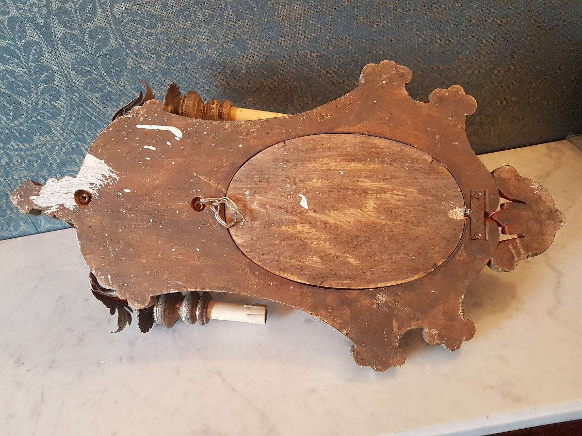 Paire empliques murale en bois electrifie.  Fin 19eme. -photo-1