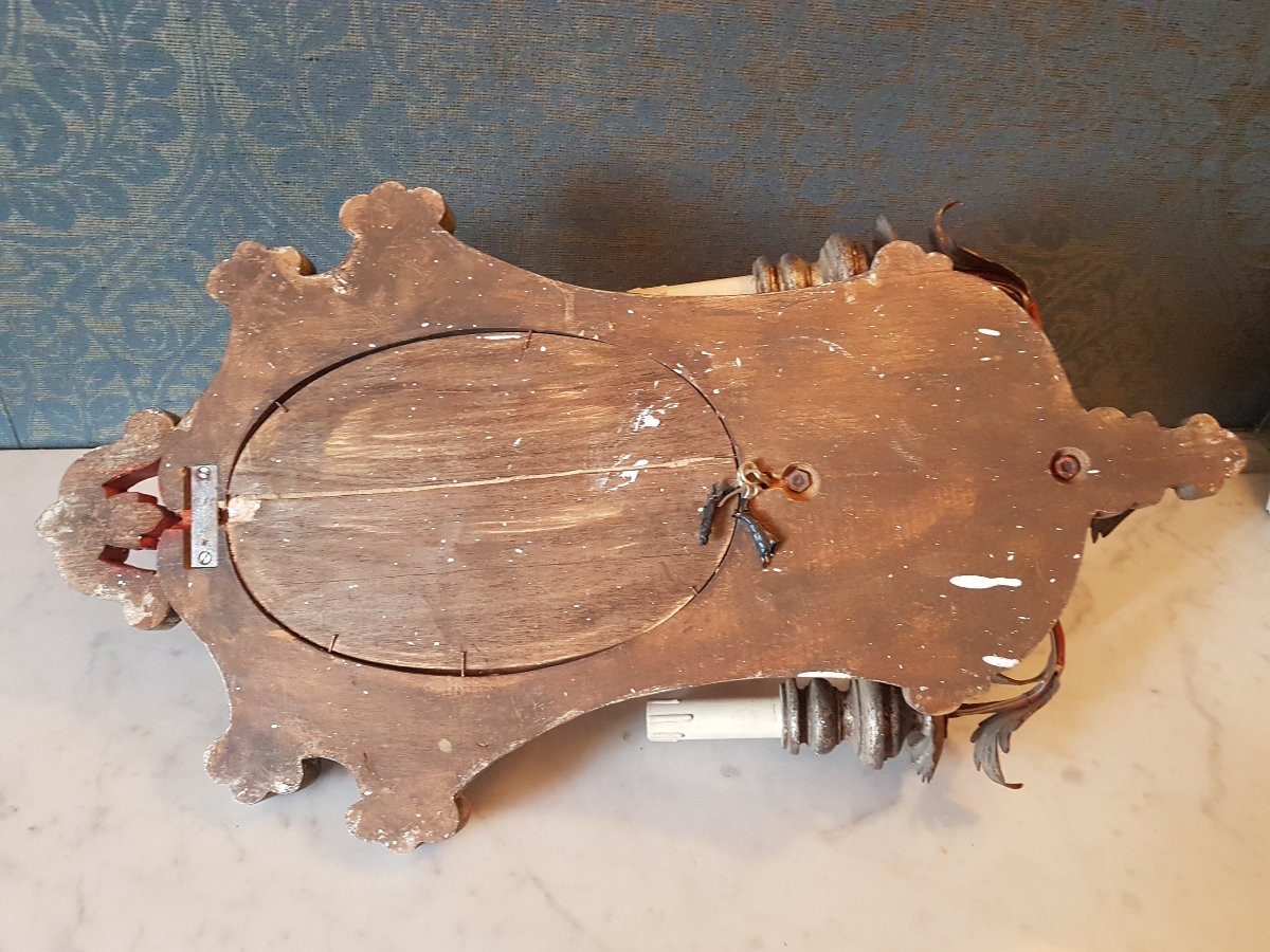 Paire empliques murale en bois electrifie.  Fin 19eme. -photo-2