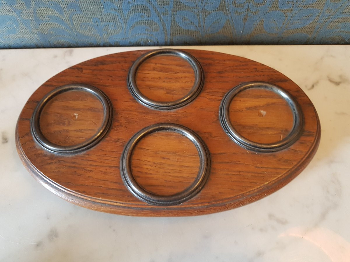 Encrier en  bronze, bois,  emaille  et crystal.  Napoleon III. -photo-3