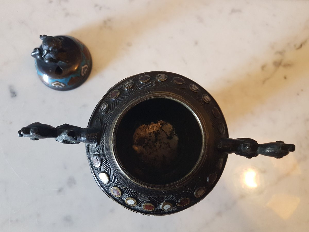 Koro en bronze- emaille. Japon - Meiji-period.  19eme. -photo-2