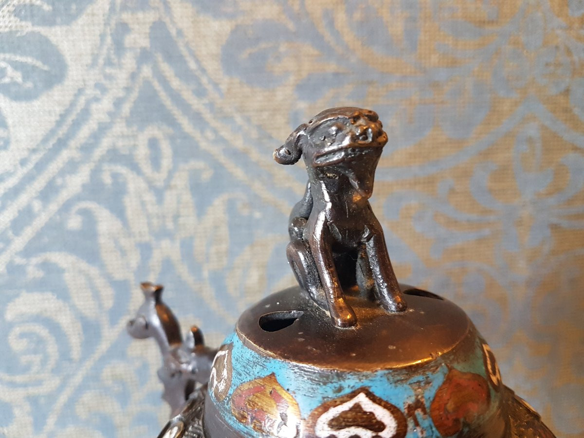 Koro en bronze- emaille. Japon - Meiji-period.  19eme. -photo-6