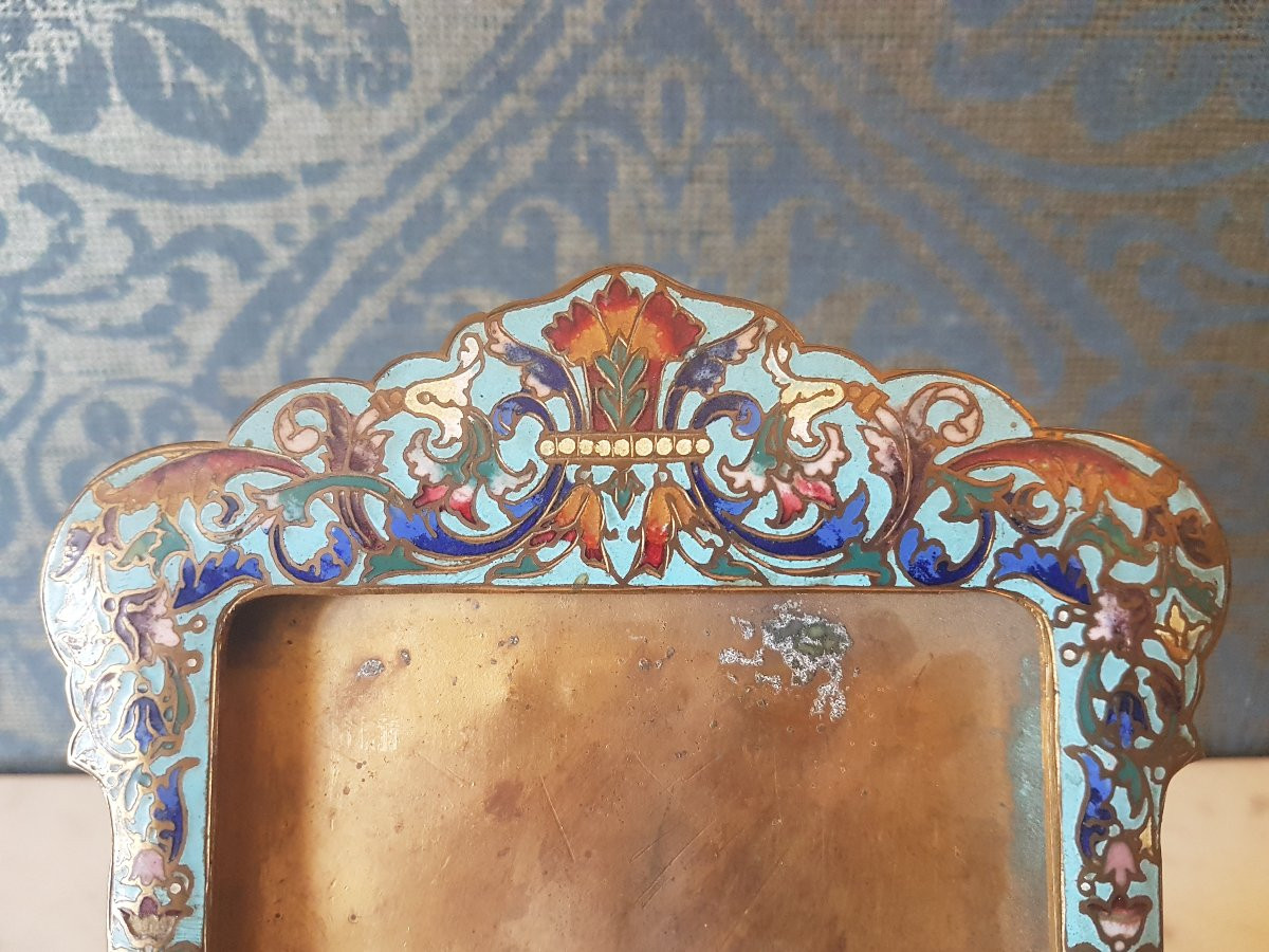 Cadre  photo en cloisonne '.  Napoleon III  19eme. -photo-3