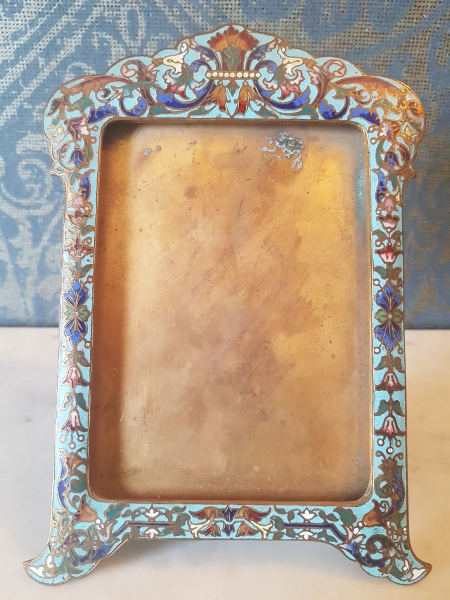 Cadre  photo en cloisonne '.  Napoleon III  19eme. 