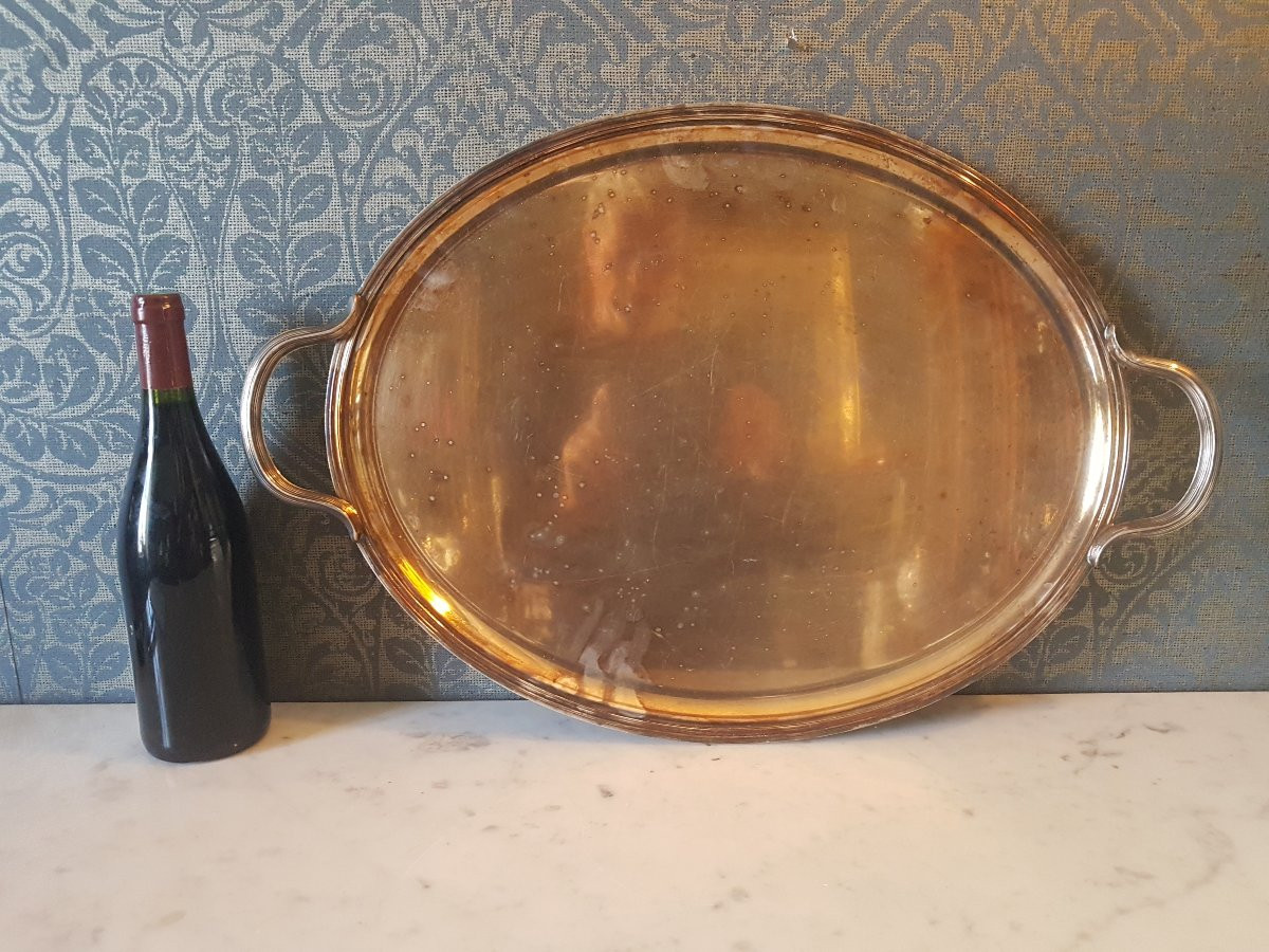 Christofle Tray, Silver-plated Metal. 20th Century. -photo-2