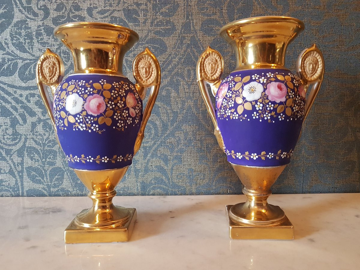 Pair Of Porcelain Vases. Empire Period.-photo-4