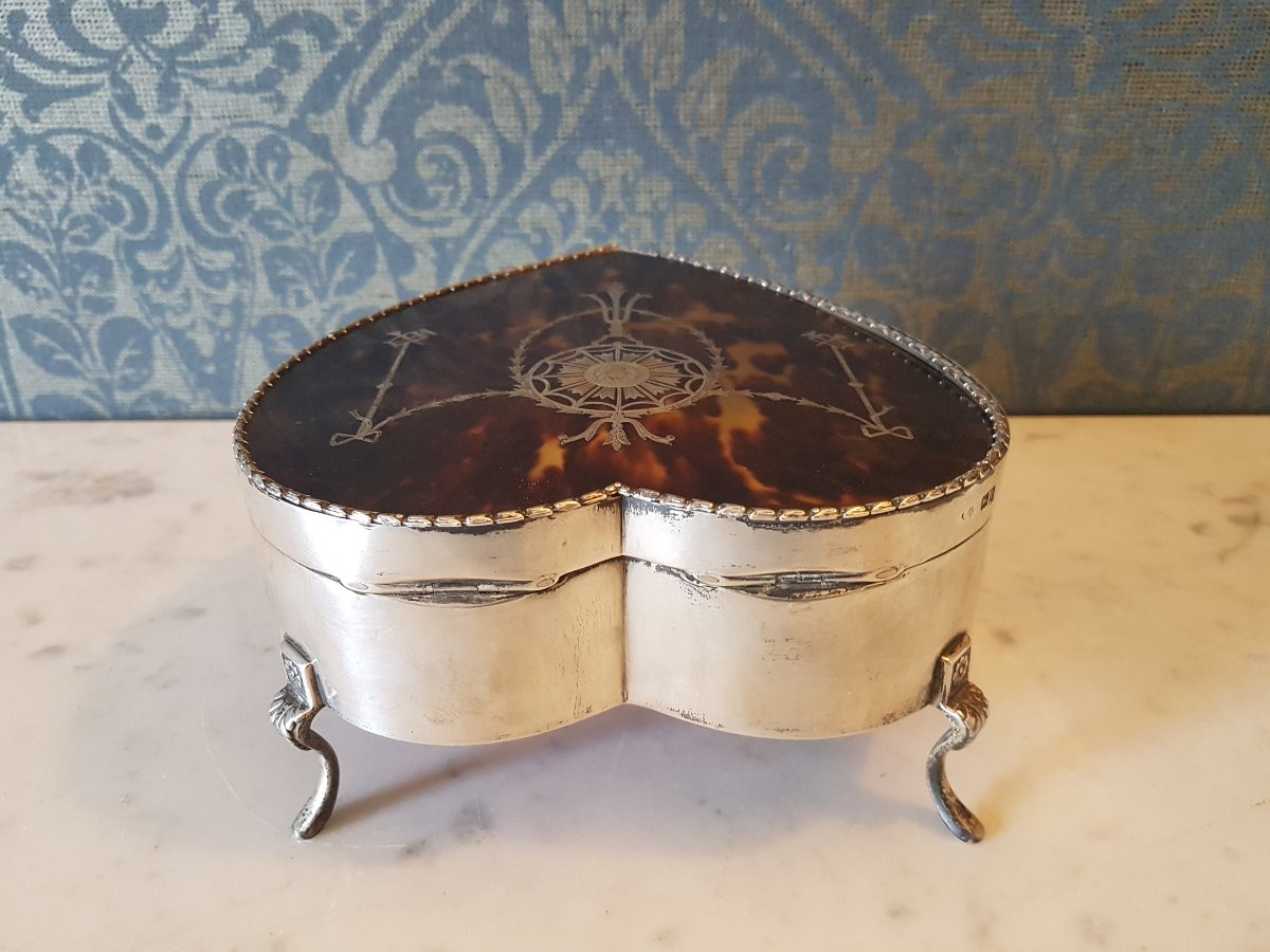 Silver Heart-shaped Box With Turtle.  Mappin And Webb. London. 1910.-photo-6
