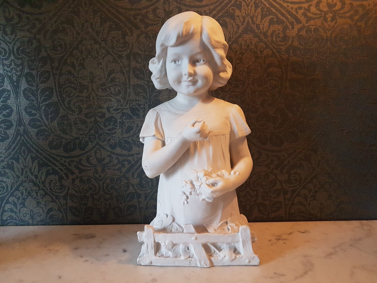 Sculpture In Bisquit Porcelain (young Woman). A . De Ranieri. 19th Century.