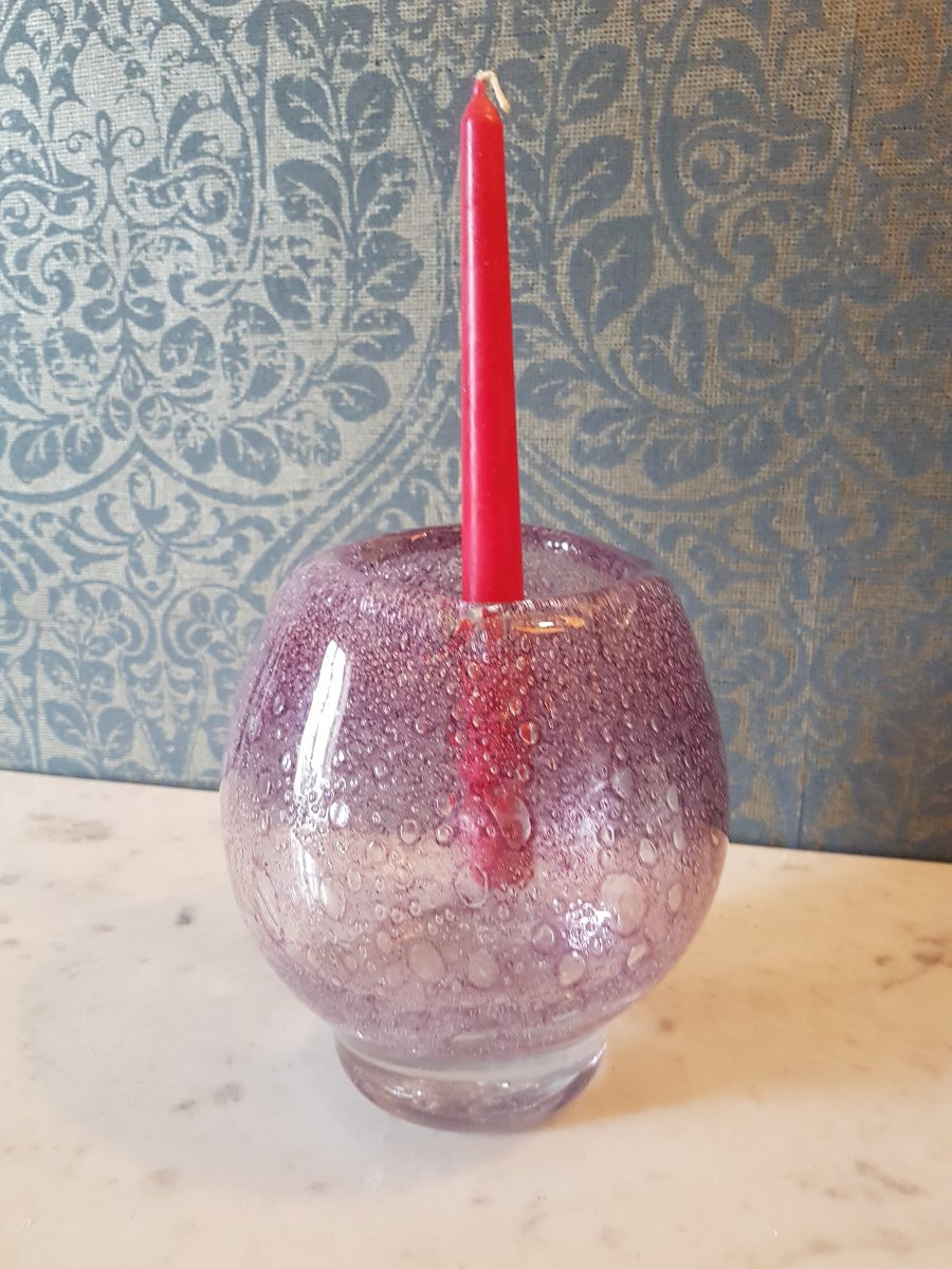 Bougeoir- vase purple. Biot. 20eme -photo-4