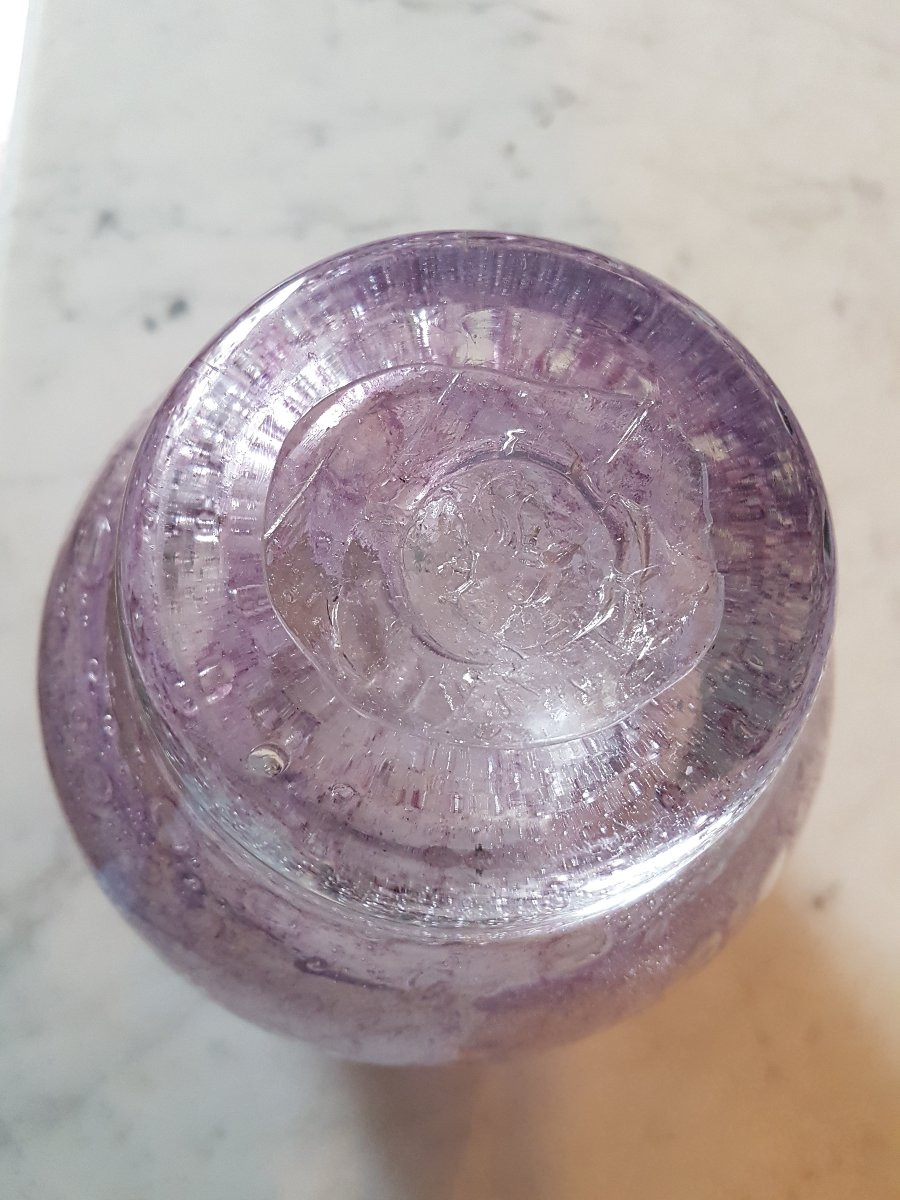 Bougeoir- vase purple. Biot. 20eme -photo-1