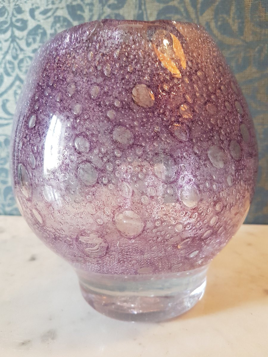 Bougeoir- vase purple. Biot. 20eme -photo-3
