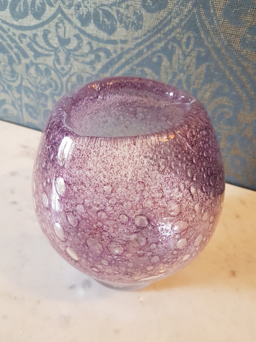 Bougeoir- vase purple. Biot. 20eme 
