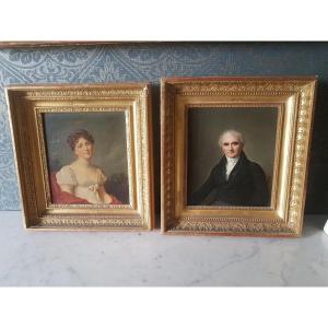 Deux  portraits par Firmin Massot  1766 - 1849.