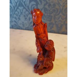 Chinese Horn Sculpture. 19th Century. 