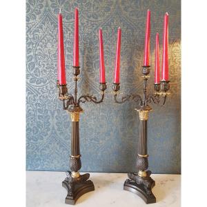 Paire candelabre en bronze. Charles x. 