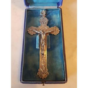 Crucifix In Solid Silver. Napoleon III. 