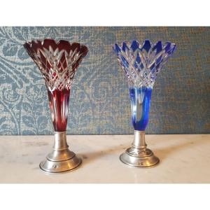 Deux vases en crystal et argent.  Autriche- Hungary. 19eme. 