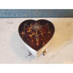 Silver Heart-shaped Box With Turtle. Mappin And Webb. London. 1910.