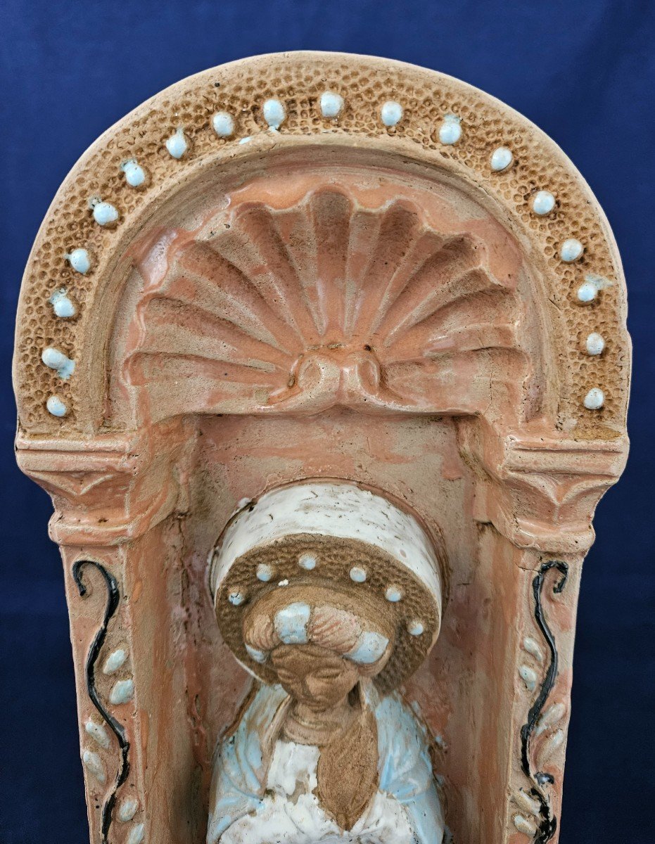 Virgin Mary In Ceramic By Roger Guérin In Bouffioulx 1896 - 1954-photo-3