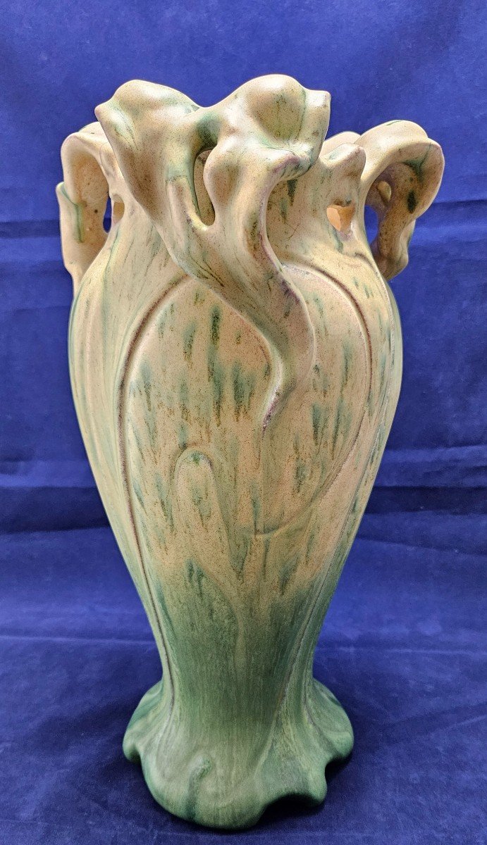 Vase en faïence de Jérôme Massier à Vallauris, grès Art Nouveau-photo-3