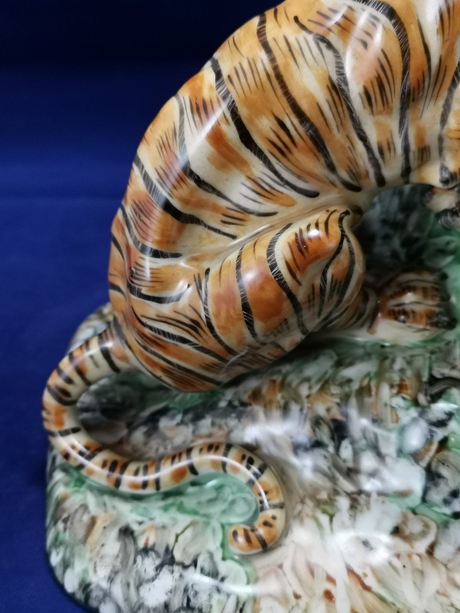 Sculpture en porcelaine de Limoges Jules Teissonniere combat de tigres-photo-2