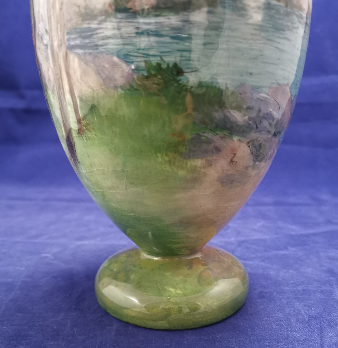 Grand vase en faïence, céramique Impressionniste de Jérôme Massier à Vallauris.-photo-7