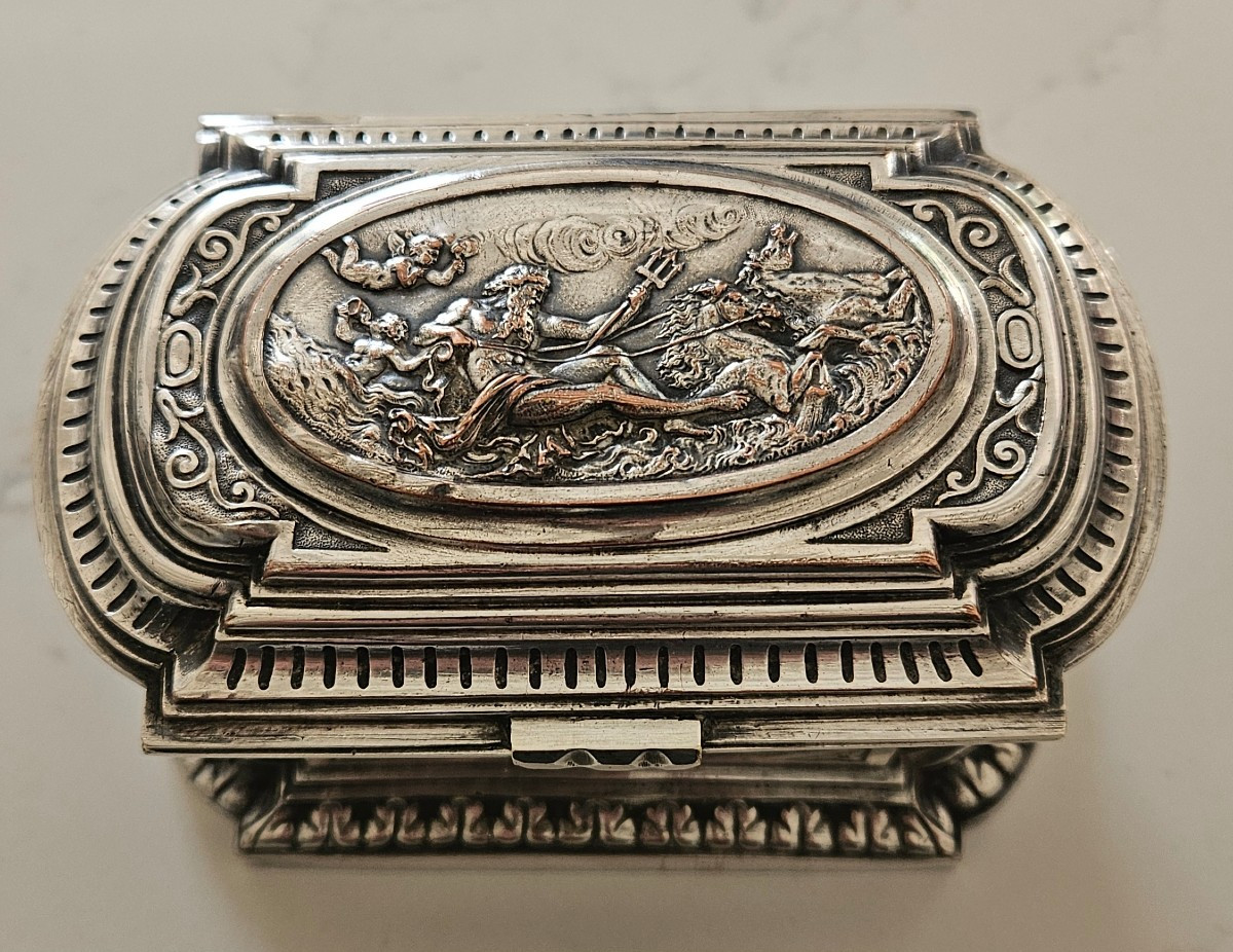 Coffret à bijoux en métal argenté Léopold Oudry 19 ème -photo-2