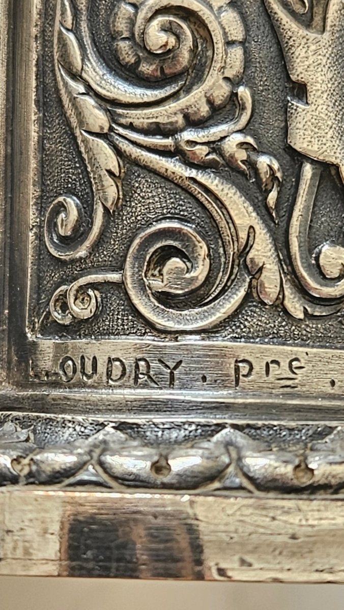 Coffret à bijoux en métal argenté Léopold Oudry 19 ème -photo-3
