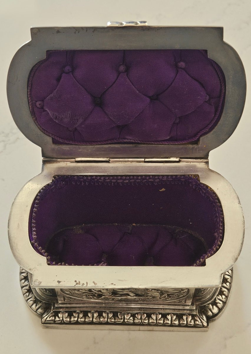Coffret à bijoux en métal argenté Léopold Oudry 19 ème -photo-6
