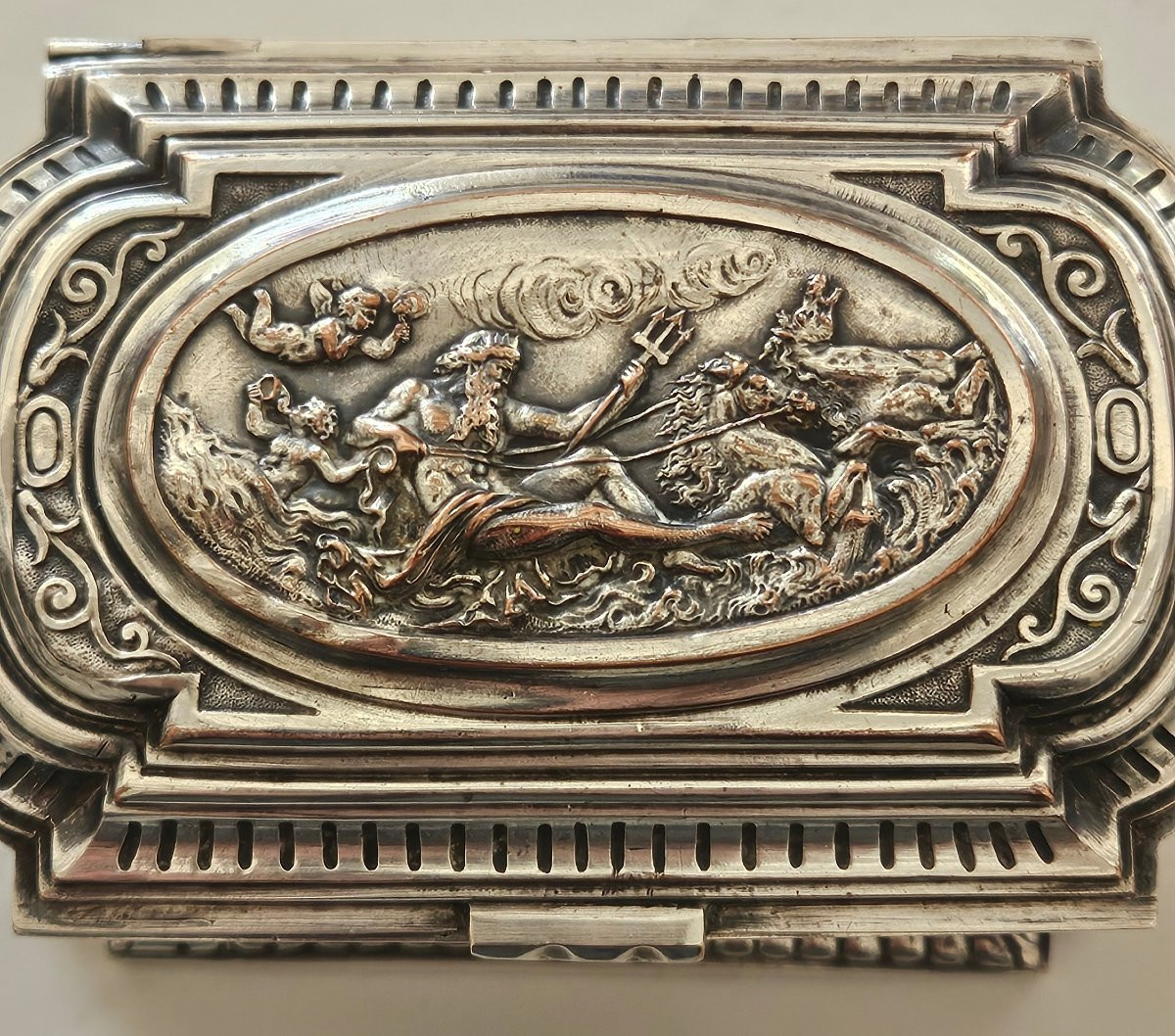 Coffret à bijoux en métal argenté Léopold Oudry 19 ème -photo-8