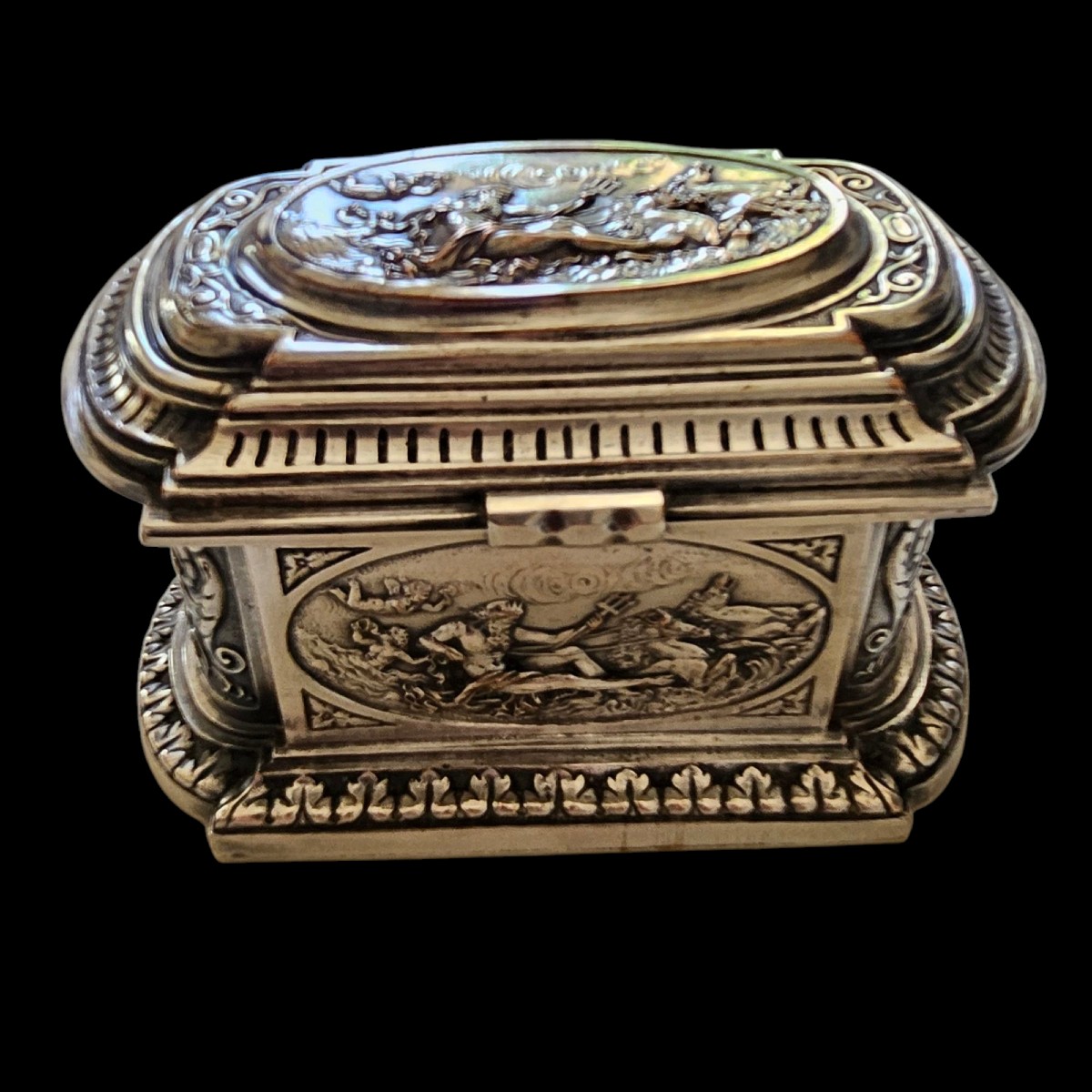 Coffret à bijoux en métal argenté Léopold Oudry 19 ème 