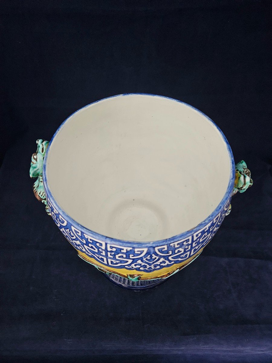 Gien,  urne couverte sur socle en faïence 1860 / 1871-photo-8