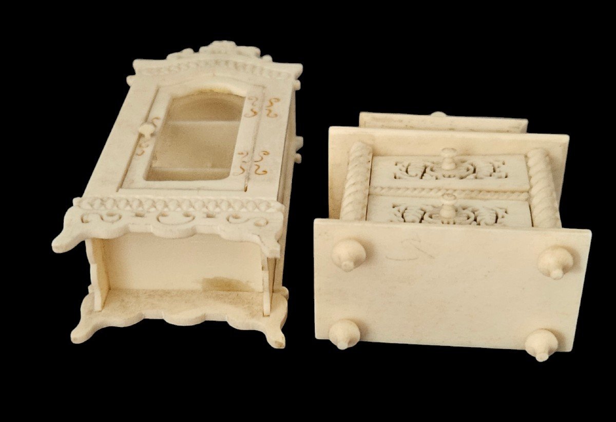 Maison de poupée, meubles miniatures en os 19 ème -photo-8