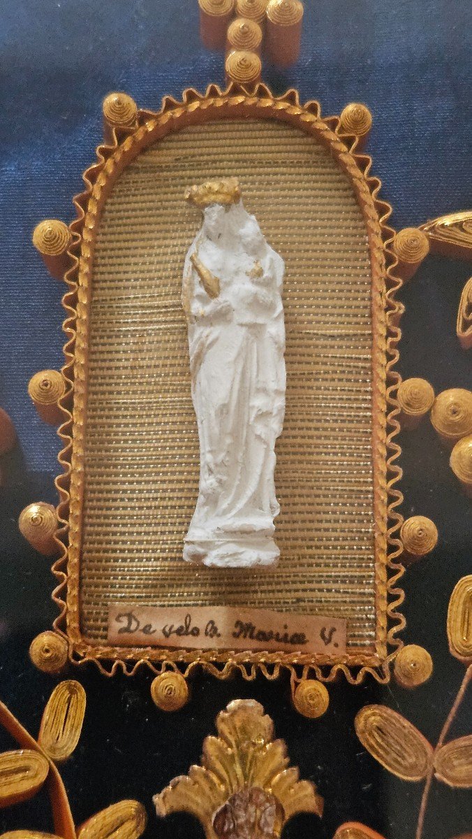 Reliquary Paperolles 7 Relics 19th Century -photo-3