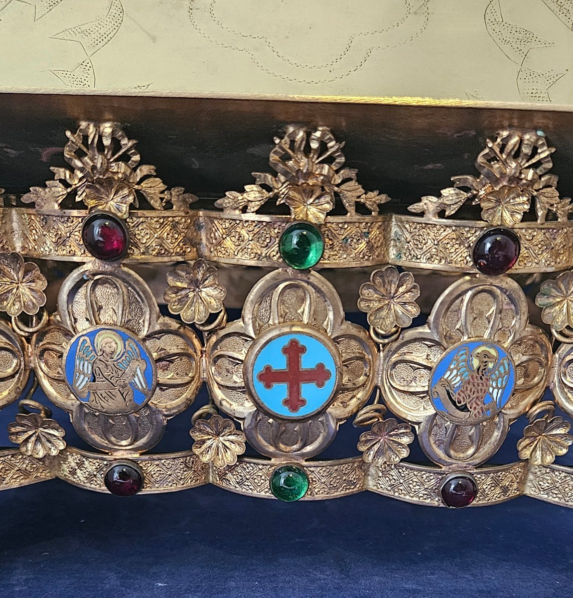 Tabor, Lectern, Church Pulpit In Bronze And Gilded Brass, Enamels. 19th Century -photo-4