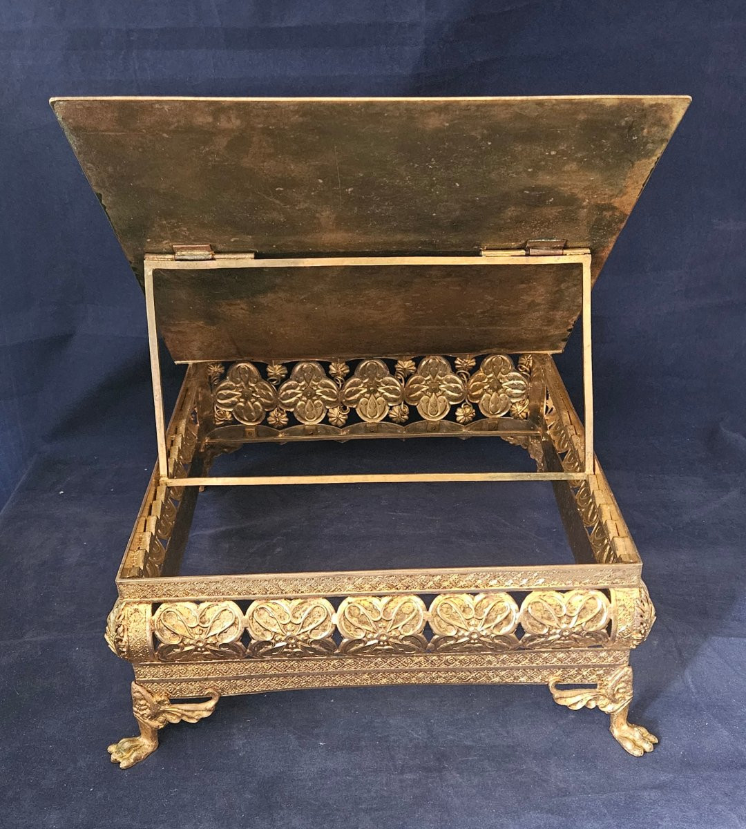 Tabor, Lectern, Church Pulpit In Bronze And Gilded Brass, Enamels. 19th Century -photo-2