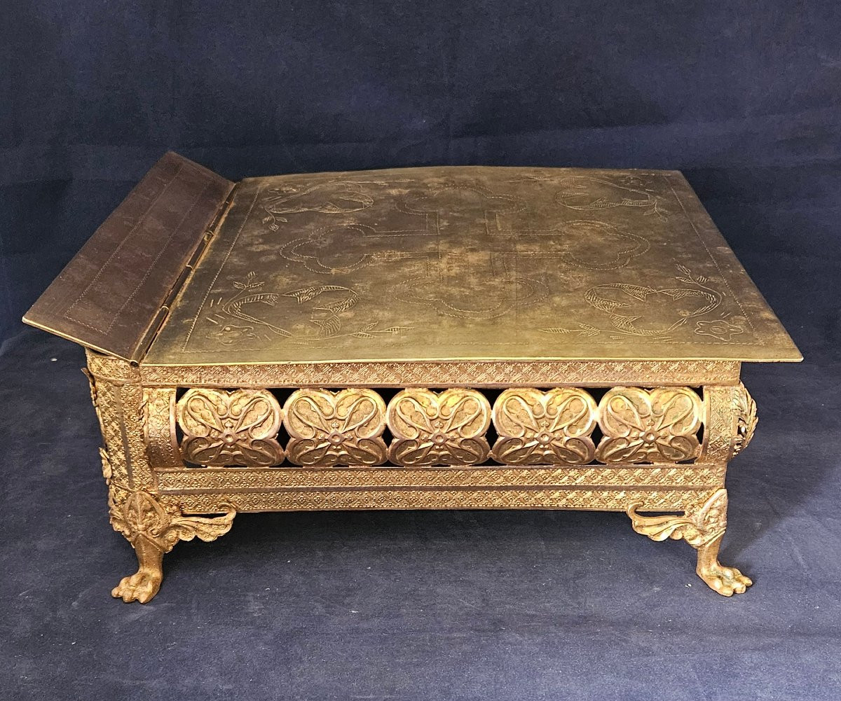 Tabor, Lectern, Church Pulpit In Bronze And Gilded Brass, Enamels. 19th Century -photo-4