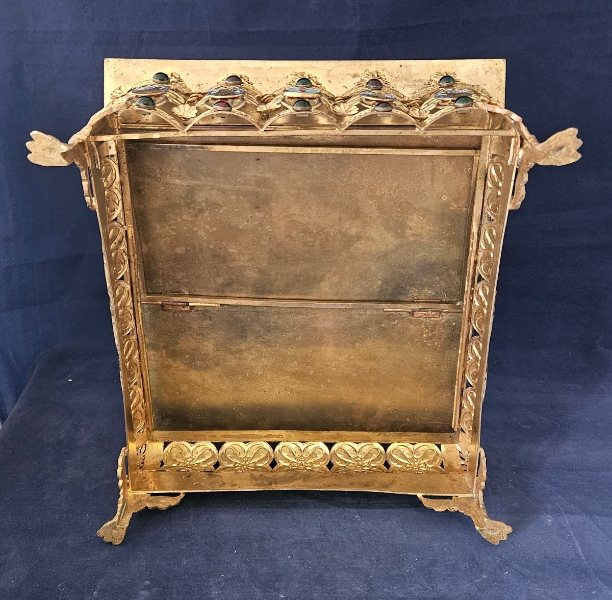 Tabor, Lectern, Church Pulpit In Bronze And Gilded Brass, Enamels. 19th Century -photo-5