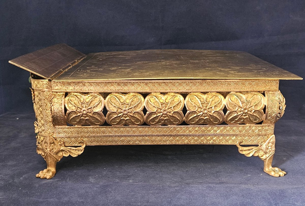 Tabor, Lectern, Church Pulpit In Bronze And Gilded Brass, Enamels. 19th Century -photo-8