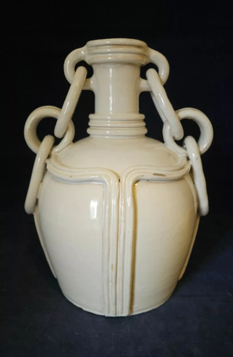Grand vase en céramique de Malicorne, atelier Emile Tessier-photo-3