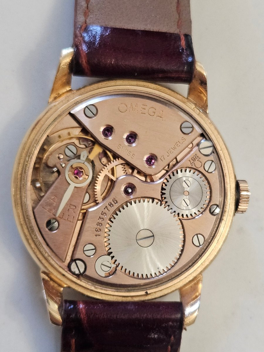 OMEGA, montre homme remontage manuel, or 18 k. -photo-6