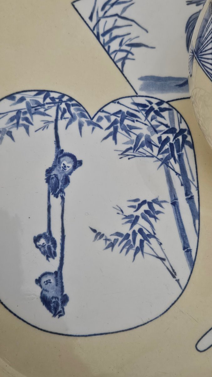 Gien, Rare Earthenware Tobacco Service With Japonisme Decoration, 1876-photo-1