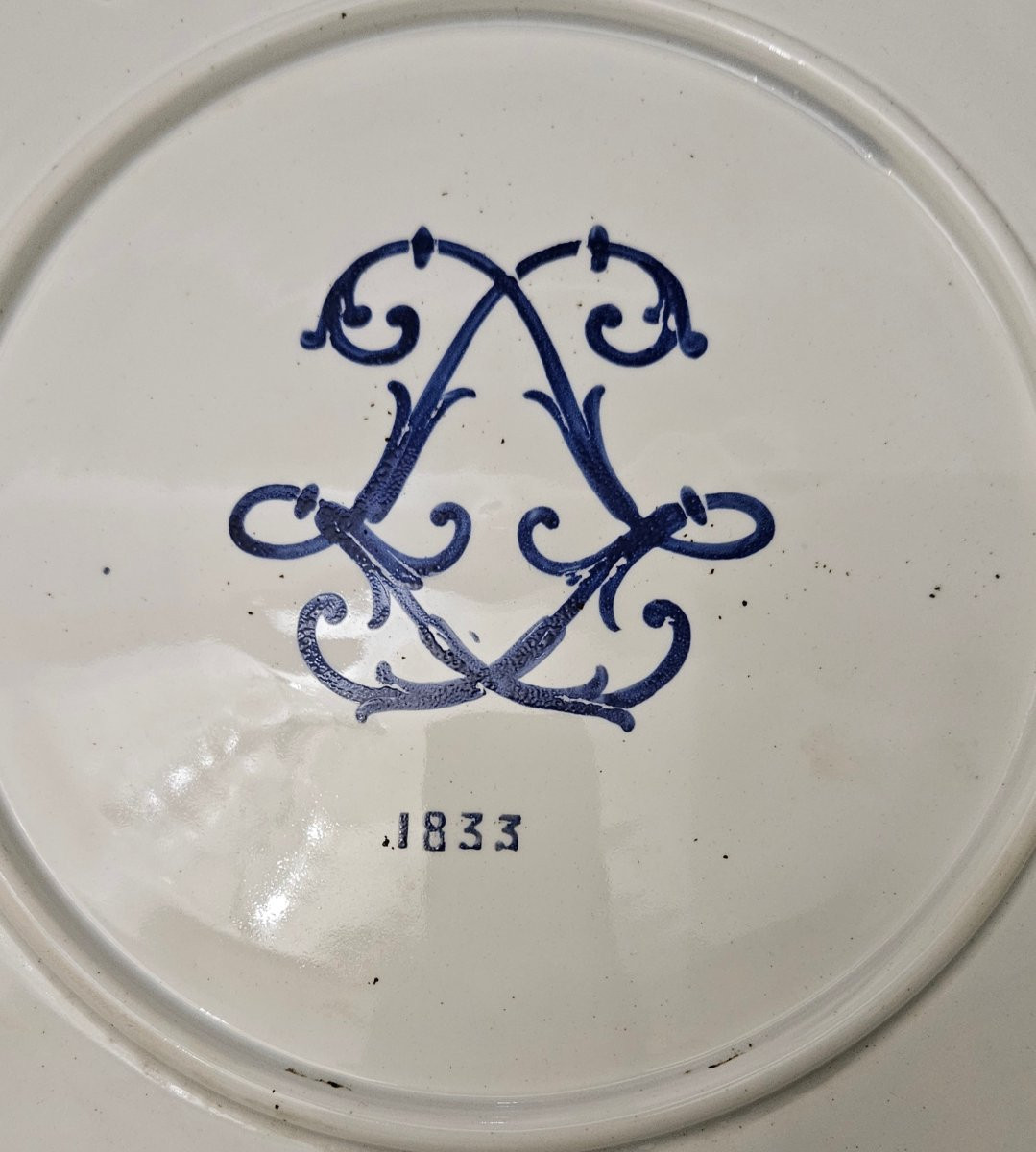 Jules Vieillard à Bordeaux,  grand plat en faïence scène religieuse. D. 53,5 cm-photo-4