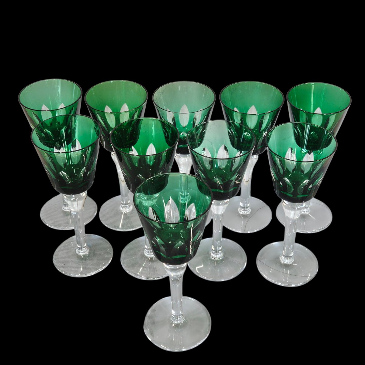 Saint Louis, 10 verres en cristal pour le paquebot FRANCE, Compagnie générale transatlantique. -photo-3