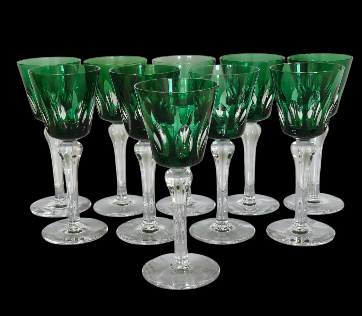 Proantic: Saint Louis, 10 Crystal Glasses For The Ocean Liner France,